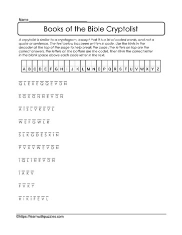 Books of Bible Cryptolist